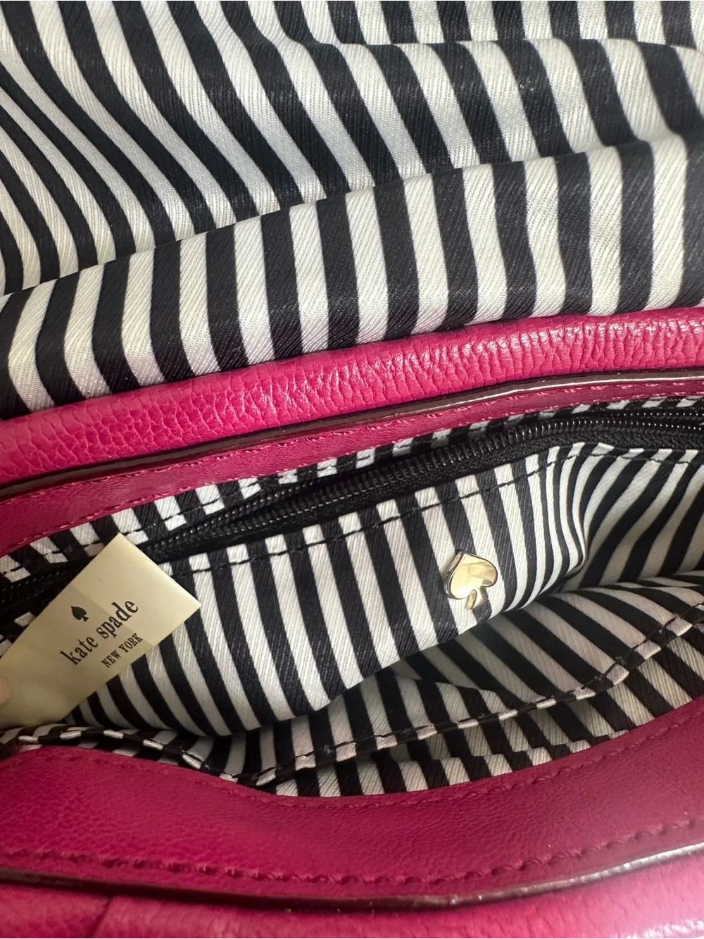Authentic kate spade Magenta Leather Fold-Over Clutch with Gold Logo